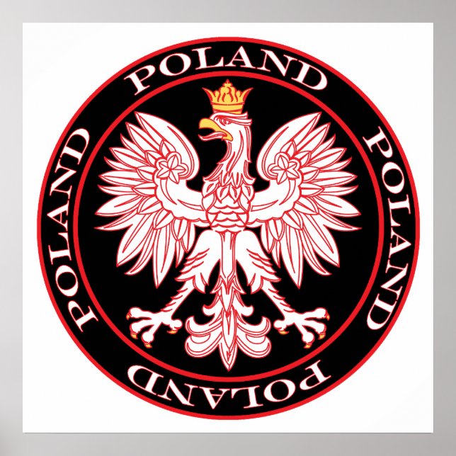 Round Red Poland Eagle Poster (Framsidan)