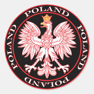 Round Red Poland Eagle Runt Klistermärke
