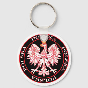Round Red Polska Eagle Nyckelring