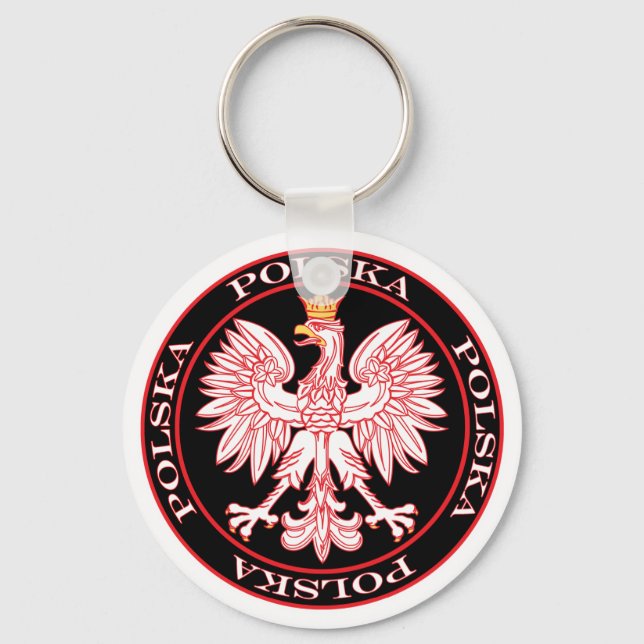 Round Red Polska Eagle Nyckelring (Framsida)