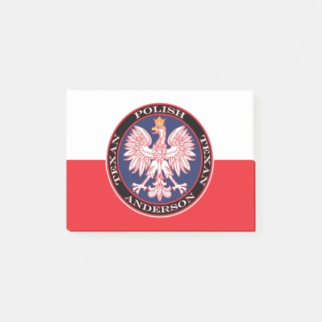 Round Red Polska Eagle Post-it Block (Framsida)