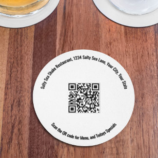 Round Restaurant QR Code Menu and Specials Underlägg Papper Rund