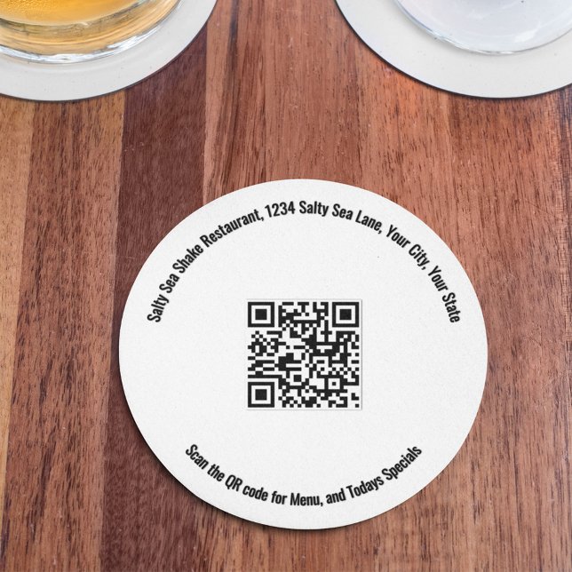 Round Restaurant QR Code Menu and Specials Underlägg Papper Rund (Skapare uppladdad)