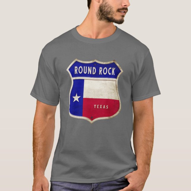 Round Rockeas Crest Flag Design rolig T Shirt (Framsida)