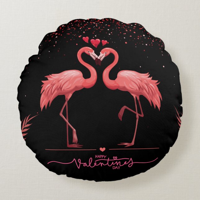 Round Rosa Flamingo Pillow Rund Kudde (Framsidan)