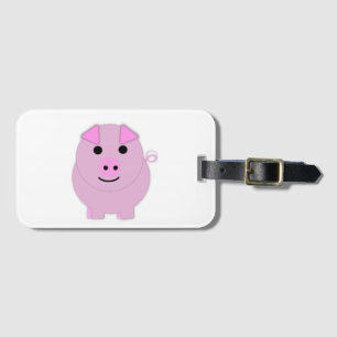 Round Rosa Piggy Bagagebricka
