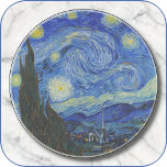 ROUND Sandstone UNDERLÄGG - "Starry Night" -van Go<br><div class="desc">En bild av "Starry Night" (1898) av Vincent van Gogh visas på denna runda Sandstone-Underlägg. ► Bilden kan inte tas bort eller ersättas. ► Anpassa/anpassa genom att lägga till anpassningsbar i ditt teckensnittsval (stil, färg, storlekt), eller en ytterligare bild eller logotyp. Gör en färglös och intressant gåva. ► Design kan...</div>