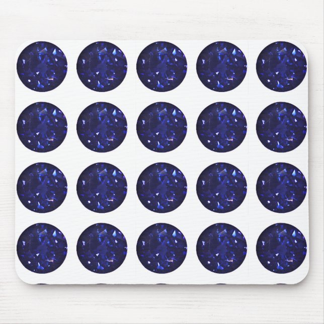 Round Sapphire Gemstone Mönster Mousepad Musmatta (Framsidan)