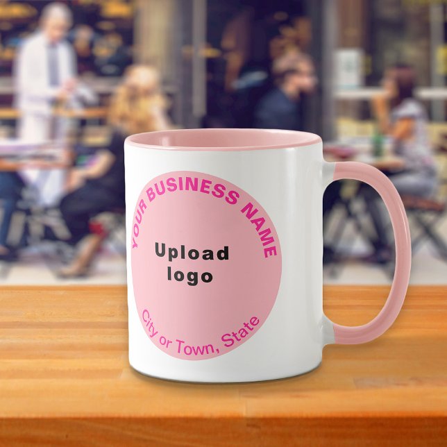 Round Shape Business Brand on Rosa Combo Mugg (Build brand name awareness. Pink combo mug with round shape business brand.)