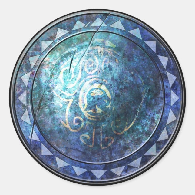 Round Shield Sticker - Blue Sol Emblem Runt Klistermärke (Framsida)