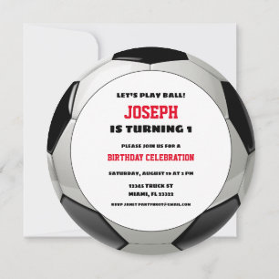 Round Soccer Ball Birthday Inbjudningar