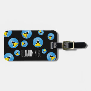 Round St. Lucia Flagga Bagagebricka