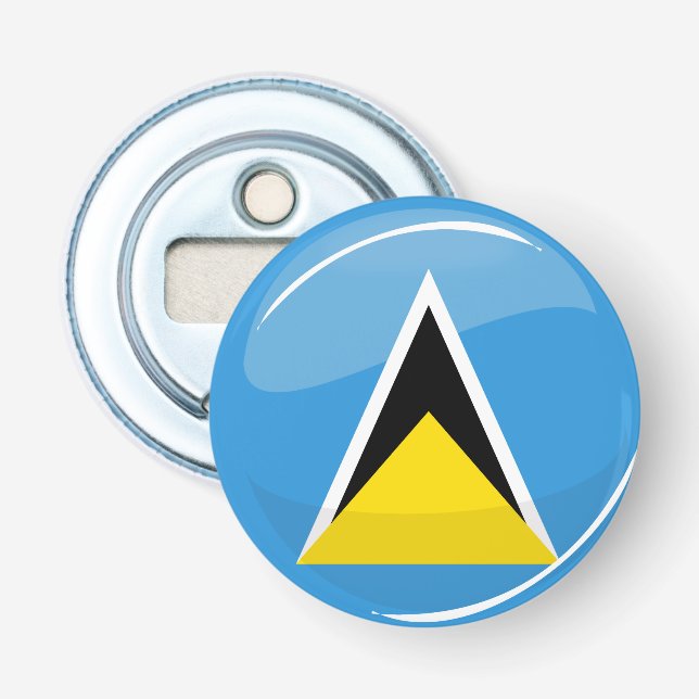 Round St. Lucia Flagga Flasköppnare (Framsidan)
