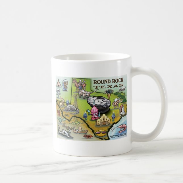 Round Sten Texas Tecknad Karta Kaffemugg (Höger)