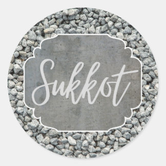Round Sticker Gift Label Sukkot Silver Grått Runt Klistermärke
