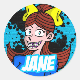 Round Sticker Jane Runt Klistermärke