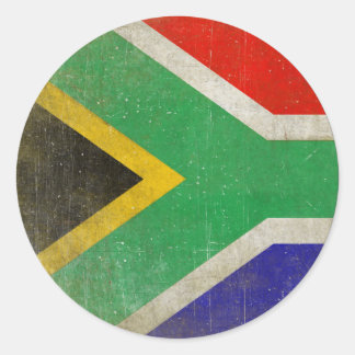 Round Sticker med Coola Flagga från South Afrika Runt Klistermärke