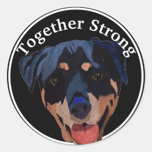 Round Sticker Rottweiler Starong Confident Runt Klistermärke