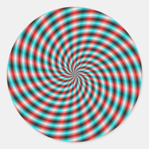 Round Sticker Turcos och Red Spiral Rays Runt Klistermärke