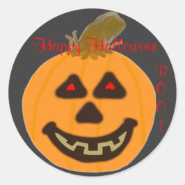 Round Stickers Happy halloween Smiling Pumpkin Runt Klistermärke