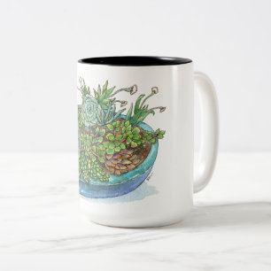 Round Succulent Garden Två-Tonad Mugg