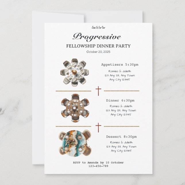 Round Table Progressive Dinner Invitation Inbjudningar (Framsida)