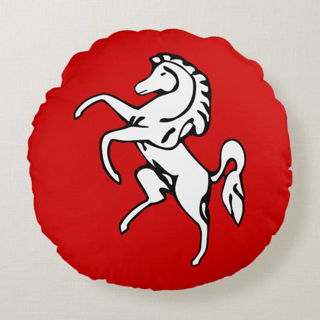 Round Throw Pillow with flag of Kent County Rund Kudde (Framsidan)