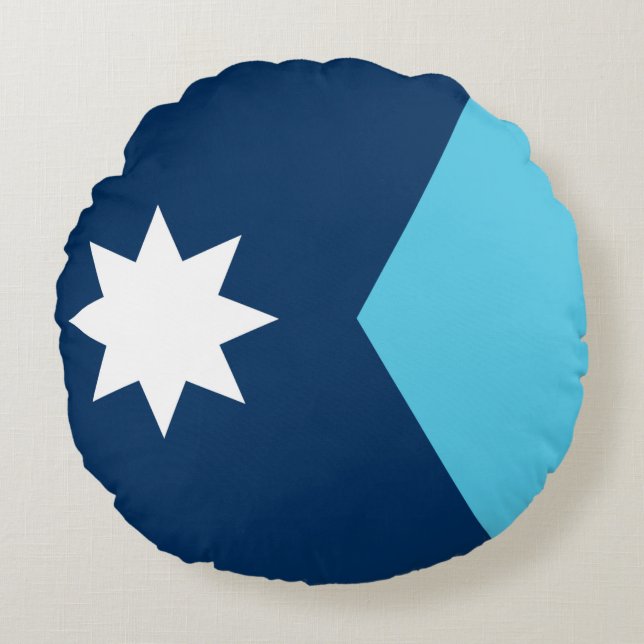 Round Throw Pillow with flag of Minnesota Rund Kudde (Framsidan)