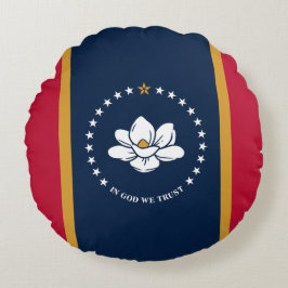 Round Throw Pillow with flag of Mississippi State Rund Kudde