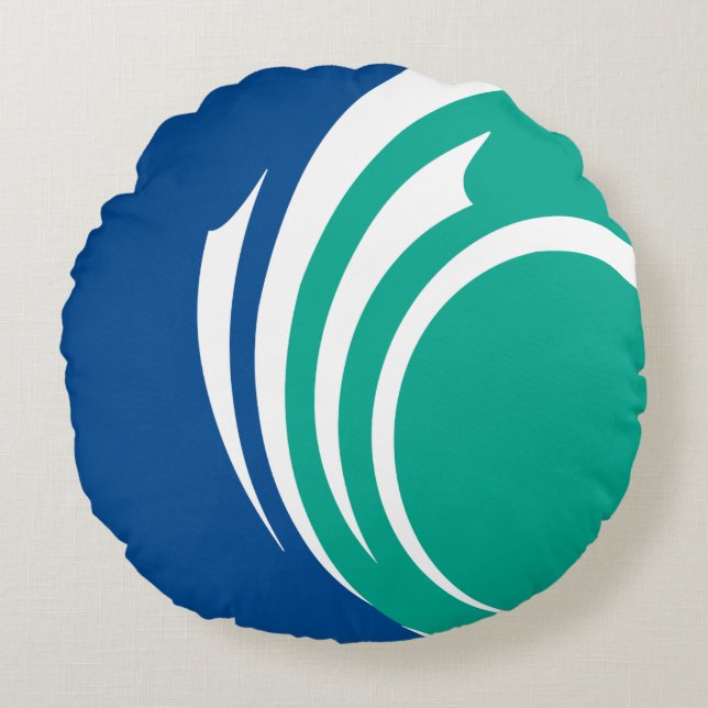 Round Throw Pillow with flag of Ottawa Rund Kudde (Framsidan)