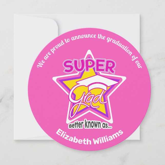 Round Toppen Grad Rosa Announcement-Editable (Framsida)