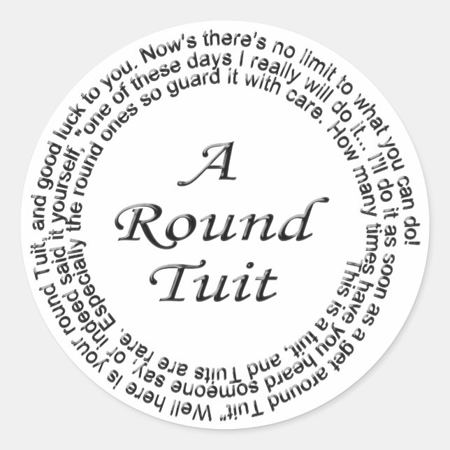 Round Tuit Runt Klistermärke (Framsida)
