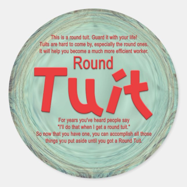 Round Tuit Sticker Runt Klistermärke (Framsida)