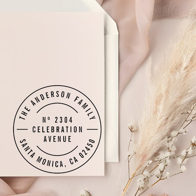 Round Typography Anpassningsbar Family Namn Retura Självfärgande Stämpel (Skapare uppladdad)