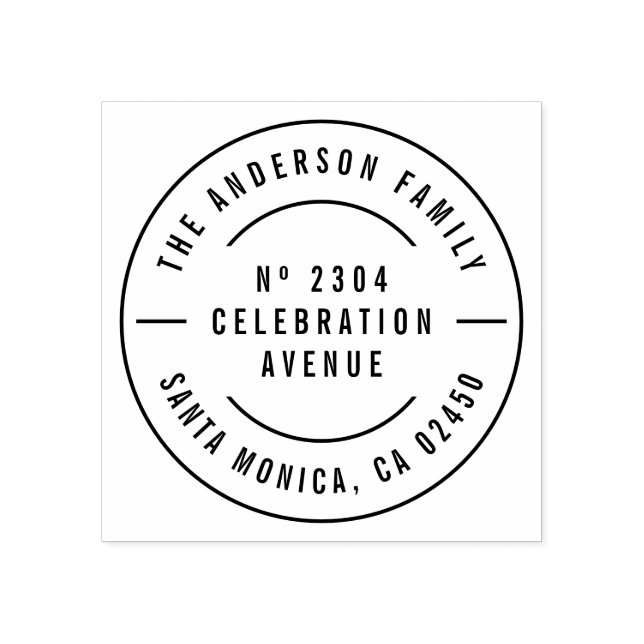 Round Typography Anpassningsbar Family Namn Retura Stämpel (Tryck)