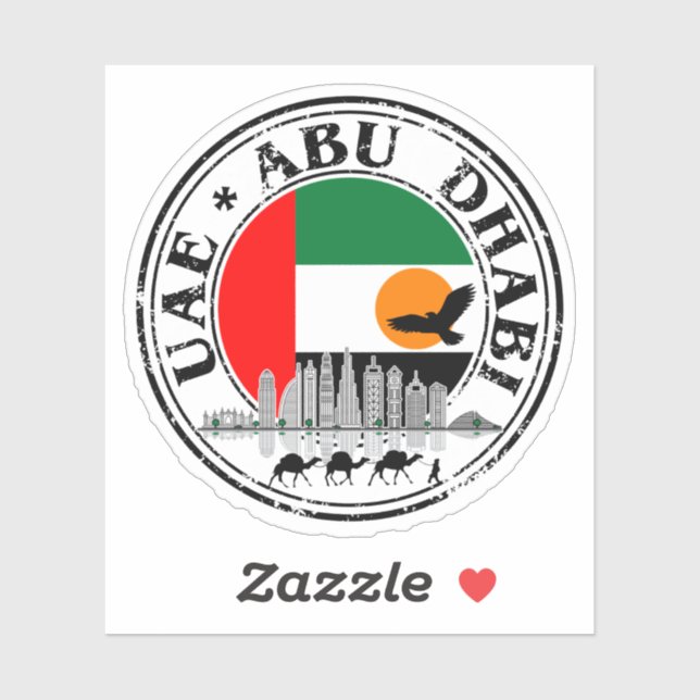 Round UAE Abu Dhabi Flagga Seal Sticker - Perfekt Klistermärken (Ark)