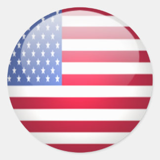 Round USA flagga Runt Klistermärke