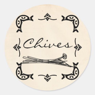 Round Vintage-Stil Chives Sticker Runt Klistermärke