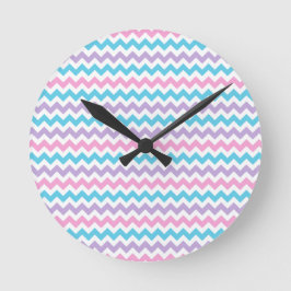 Round Wall Clock, Turkos, Rosa, Mauve, White Ch Rund Klocka