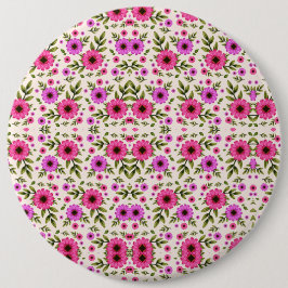 Round wall clock with a vibrant floral design knapp