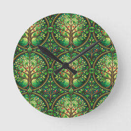 Round wall clock with a vibrant tree pattern rund klocka