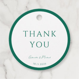 Round White and Emerald Grönt Tack Gåvor Etiketter