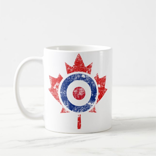 Roundel Canada Curling Hockey Target Grunge Ice Kaffemugg (Vänster)