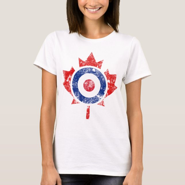 Roundel Canada Curling Hockey Target Grunge Ice T Shirt (Framsida)