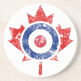 Roundel Canada Curling Hockey Target Grunge Ice Underlägg Sandsten