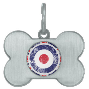 Roundel-mål Mods UK Target Union Jack ID-bricka Husdjur