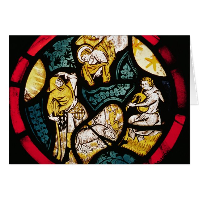 Roundel som visar annunciationen till shepherds hälsningskort (Framsidan Horizontal)