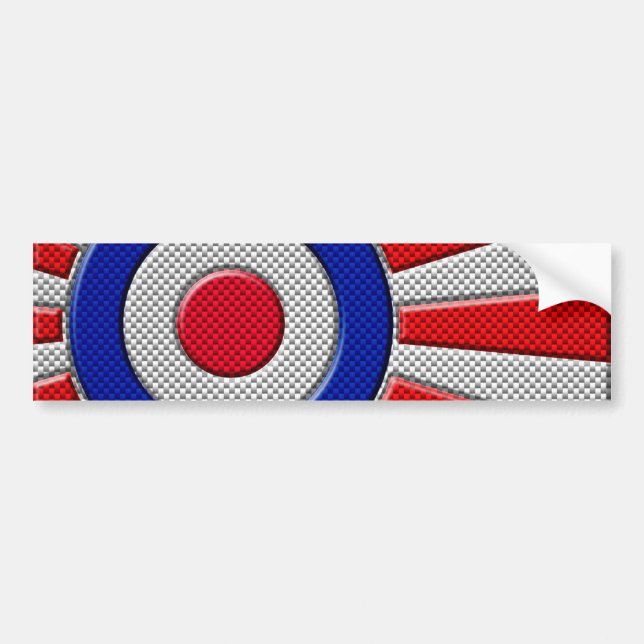Roundel Sunburst Design Carbon Fiber Stil Decor Bildekal (Framsidan)