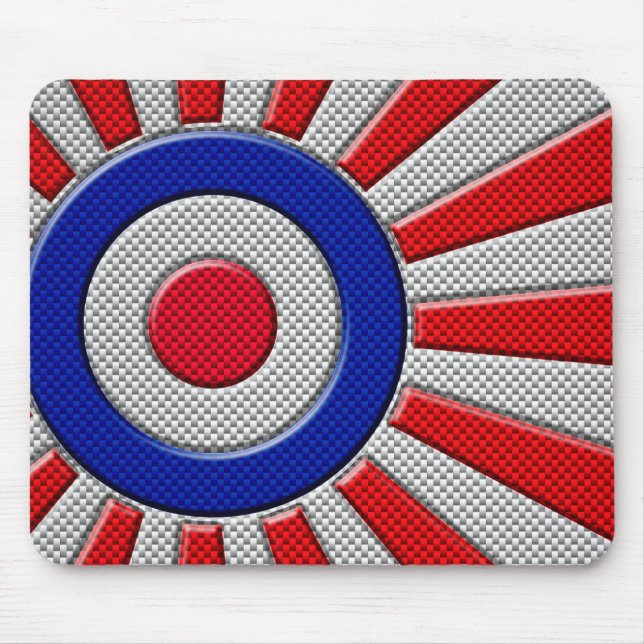Roundel Sunburst Design Carbon Fiber Stil Decor Musmatta (Framsidan)
