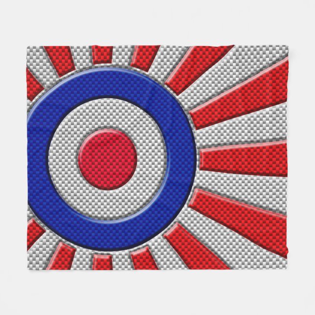 Roundel Sunburst design i Carbon Fiber Stil Fleecefilt (Framsidan (Horisontell))